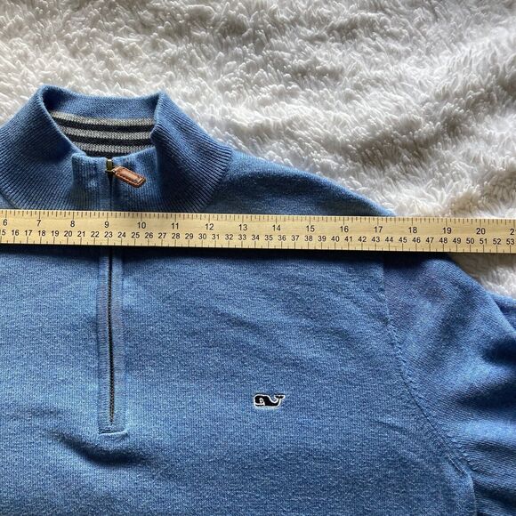 Vineyard Vines Men's qtr. Zip Sweater Medium Blue Long Sleave Style: 1E0276 - Picture 10 of 10